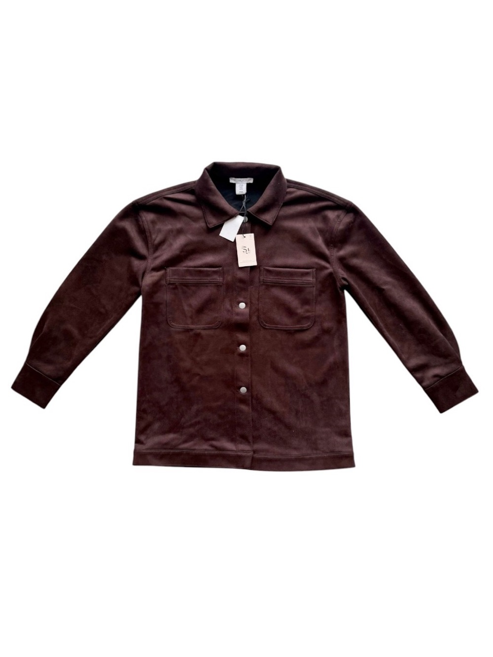 NWT Sincerely Jules Brown Faux Suede Overshirt Size M